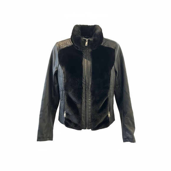 Guess Jackets & Blazers - Guess black faux fur moto jacket